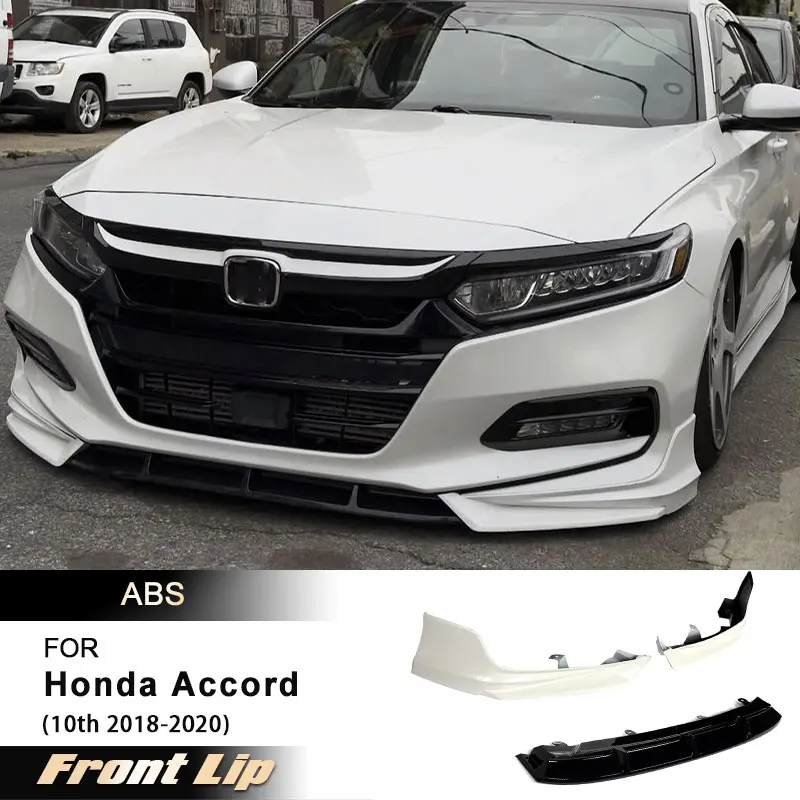 

Car Front Bumper Lip Spoiler for Honda Accord 10th 2018-2020 Racing Front Lip Chin Arpon Splitters Protector ABS White Silver