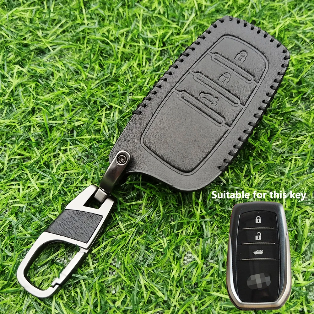 Leather Car Key Case Cover For Toyota Corolla SE 2023 Camry 50 55 TLC200 Yaris Land Cruiser Prado150 RAV4 Venza SIENNA