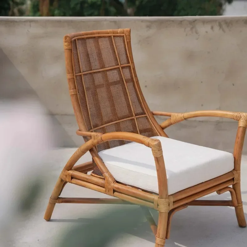 Rattan sofa chair natural Indonesian rattan silent wind rattan chair homestay simple guest chair
