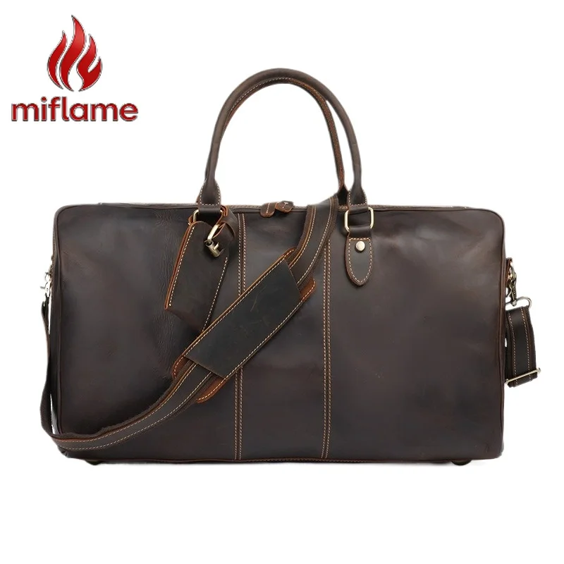 

Мужская дорожная сумка-дафл из винтажной кожи Crazy Horse, большая вместимость, многофункциональная, для спортзала и выходных