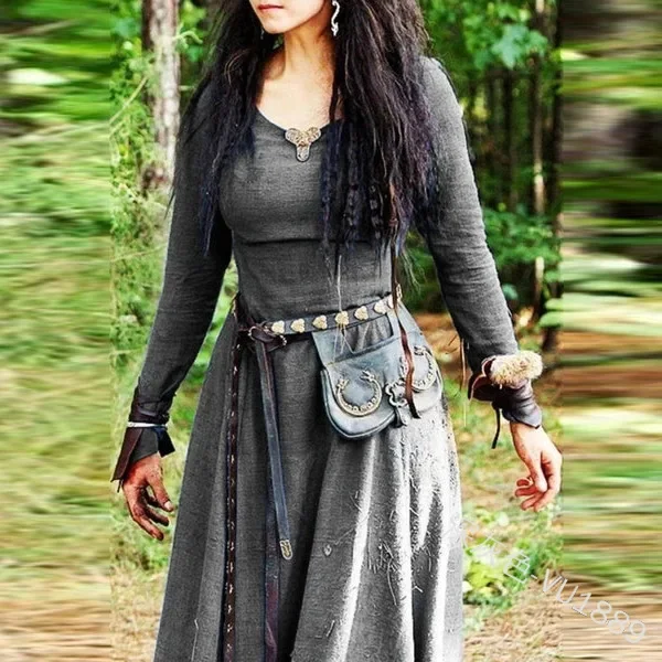 Lisdino Middeleeuwse Jurk Vrouwen Lange Mouw Maxi Gewaad Vintage Fee Elven Jurk Renaissance Keltische Viking Gothic Cosplay Kostuums
