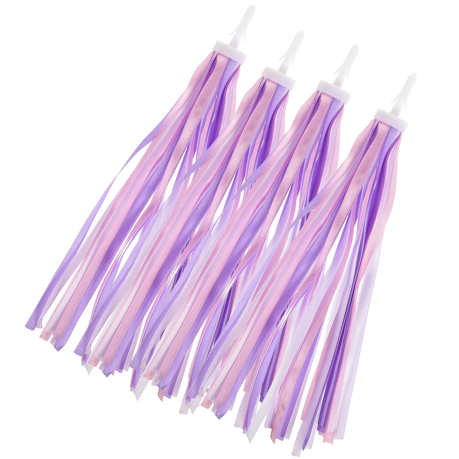 

2 Pairs Bike Streamers Handlebar Ribbon Kids Scooter Tassel Decor Toddler Elasticated Bicycle Tassel Pink Purple White