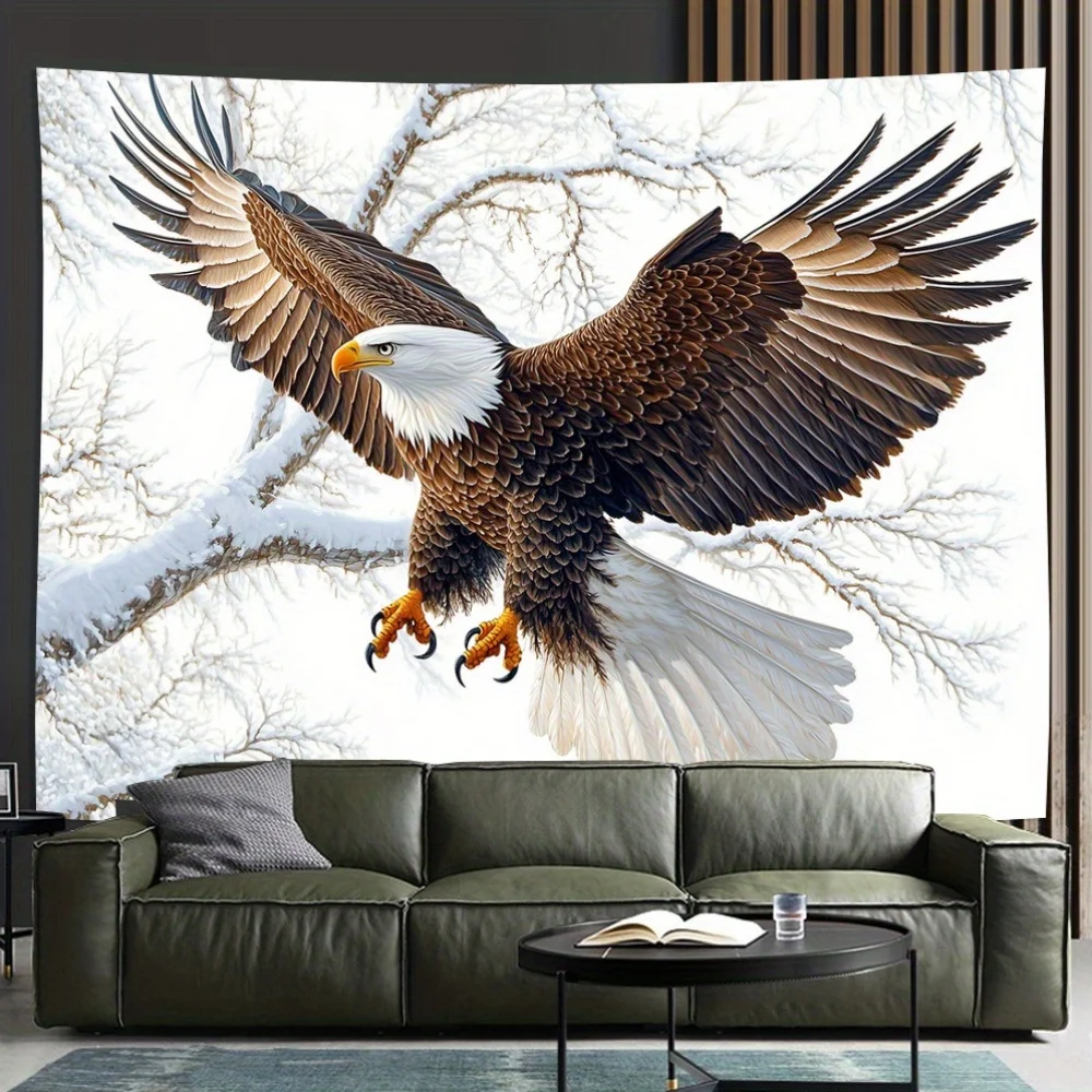Bald Eagle Wall Tapestry Winter Forest Scene Decor American Symbol Art Living Room Home Decor Trend
