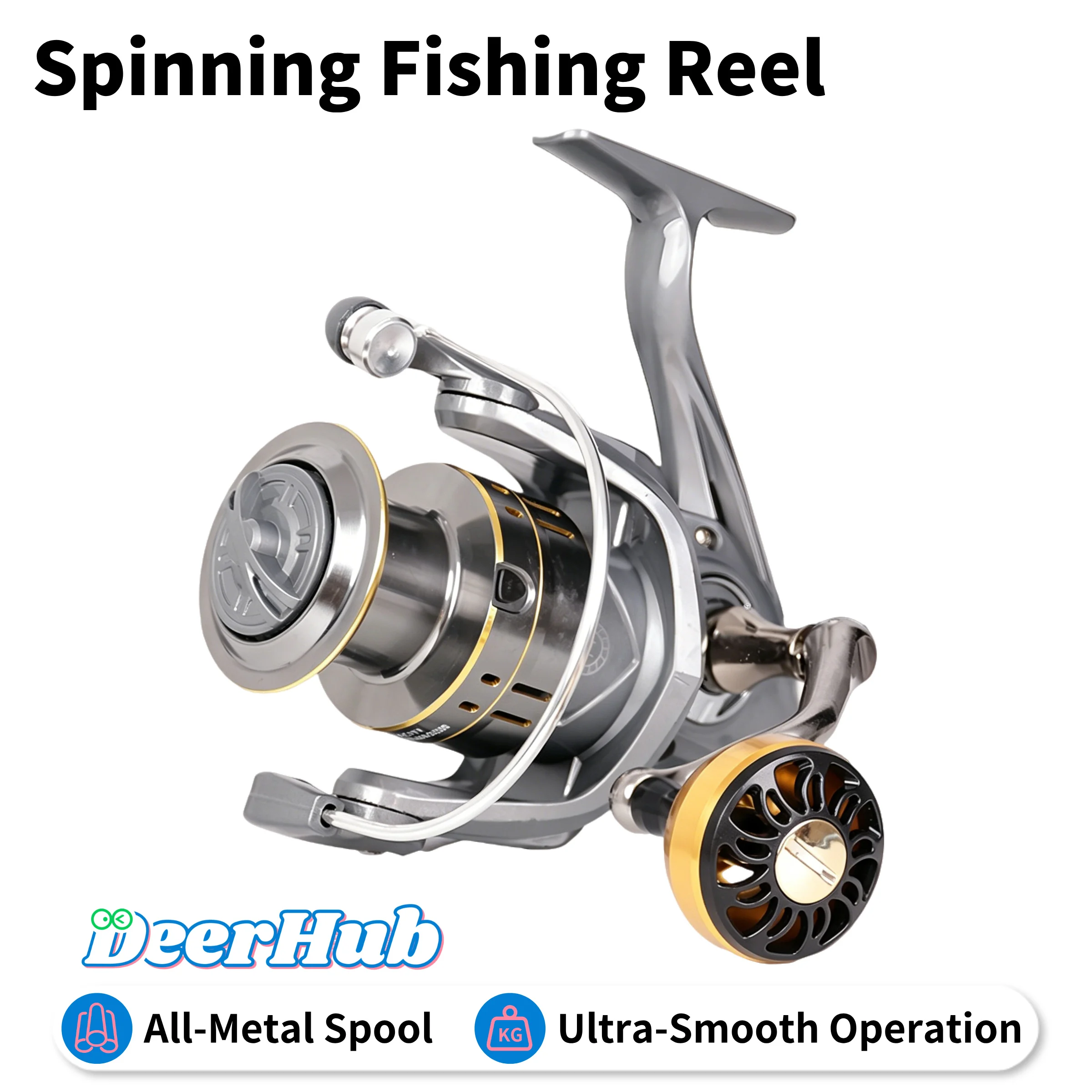 

Spinning Reel LC Series 5.2:1 Gear Ratio Metal Spool for Saltwater Freshwater by DeerHub