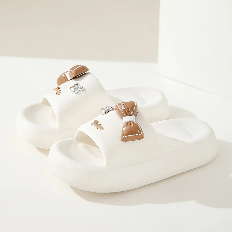 Women Thick Platform Cloud Slippers Eva Cfortable Non-Slip Home Slides Bowknot Girls Summer Sandals Flip Flops