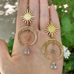 Fashionable Sun Star Moon Bohemian Style Dangle Earrings for Women Party Hippie Statement Long Jewelry Minimalism Women Gift