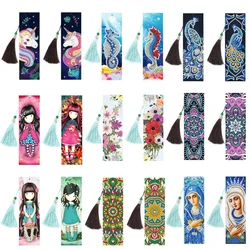 Hot Sale 5d Diy Diamond Bookmark UnicornPeacock Butterfly Diamond Painting Leather Tassel Bookmark Diamond Mosaic Rhinestone