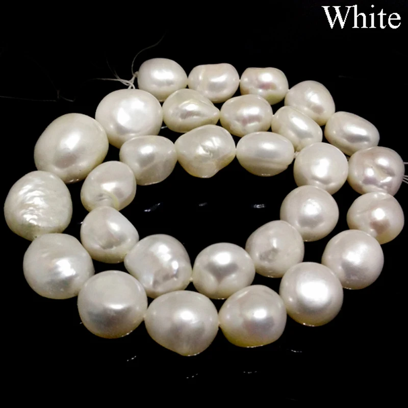 16 inches AA+ 12-15mm Natural White Large Baroque Pearls Loose Srand