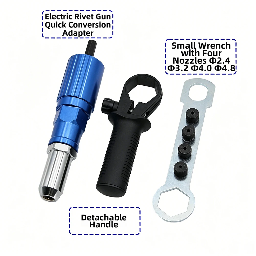 Aluminum Alloy Blind Rivet Conversion Kit Compatible with Electric Rivet Quick Installation and Reliable Performance