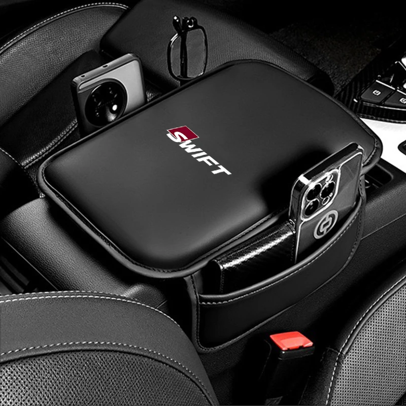 Center Console Arm Rest Protector Leather Car Armrest Box Pad Storage Pocket for Suzuki Swift Sport Dzire Interior Accessories