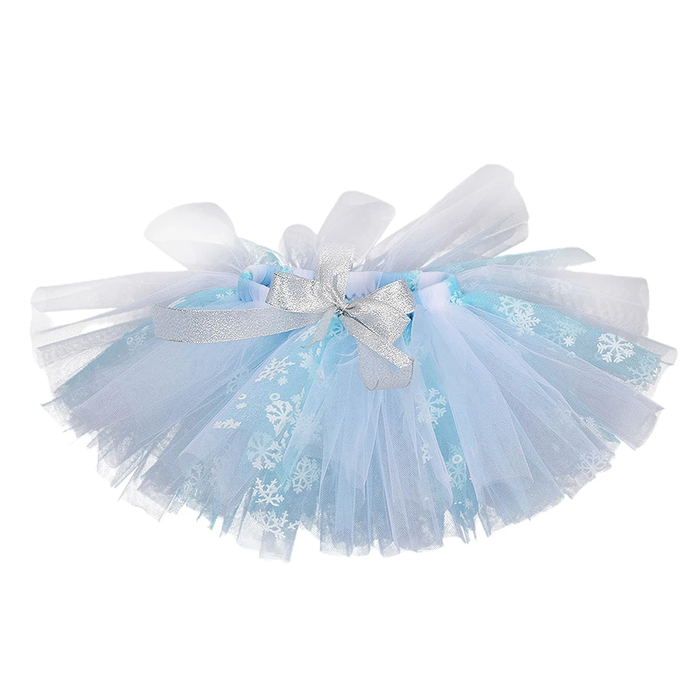 

Newborn Baby Girls Tutu Mesh Dress Kids Clothes Ruffles Skirt Snowflake Design Elastic Waist Polyester Gauze Short Skirts Tulle