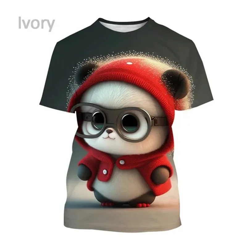 Cute Panda Graphic Kids T Shirts Men 3D Printed Tee Shirt Casual y2k Tops Kawaii Womens Clothing Harajuku Fashion O Neck T-shirt