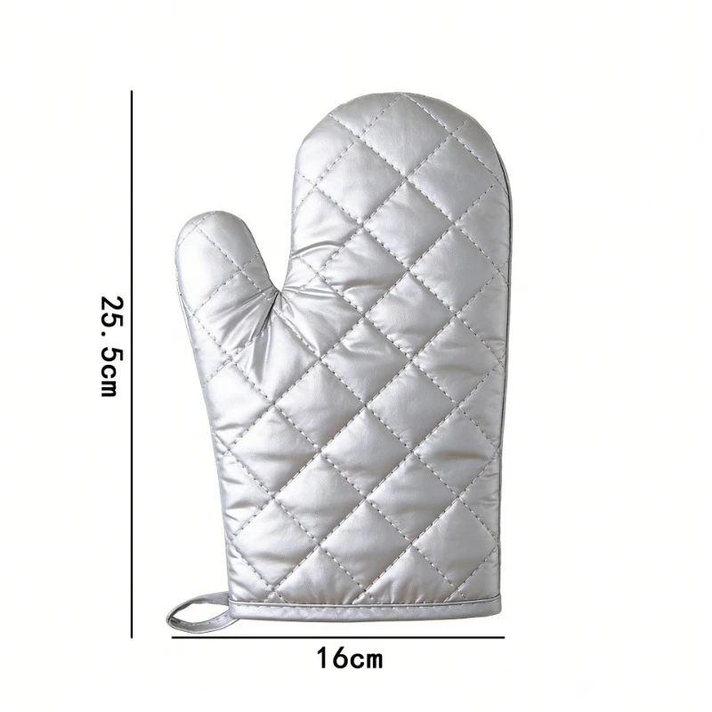 1pc Heat-Resistant Gloves Silver-Coated Thickened Kitchen High-Temperature Baking Burn-Proof Casserole & Oven Protection