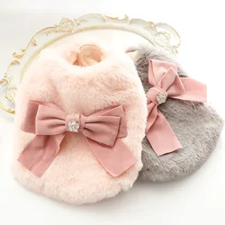 Dog Cat Princess Cotton Clothes Elegant Luxury Fur Winter Overcoat for Small Dog Cat Clothes Bowknot Chihuahua