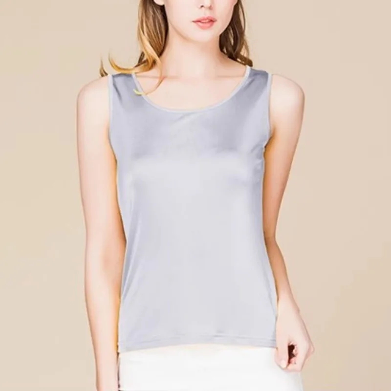 

New arrival pure silk knitted women tank tops,100% silk thick sleeveless vest,double-faced silk office lady loose tops