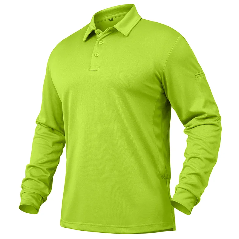 Lightweight Long Sleeve Polo Shirt Men Tactical Shirt with Pen Pocket Autumn Casual Outdoor Cycling Hiking Shirts USA/EU Size