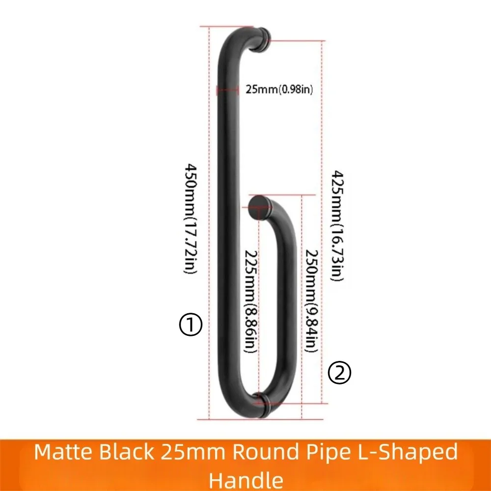

304 Stainless Steel Shower Room Handle Thickened Design Bright Black Finish Glass Door Handle Copper Core High-End Atmosphere