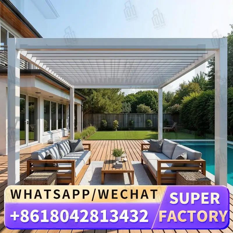 

Waterproof Louvered Outdoor Motorized Bioclimatic Aluminum Pergola for Garden Patio Balcony pergola