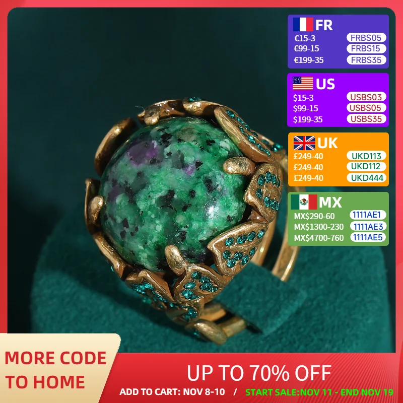 

Vintage Jewelry Full Rhinestones Leave Green Peacock Stone Rings for Woman Gold Color Party Gift Bohemia Wedding New in 2024