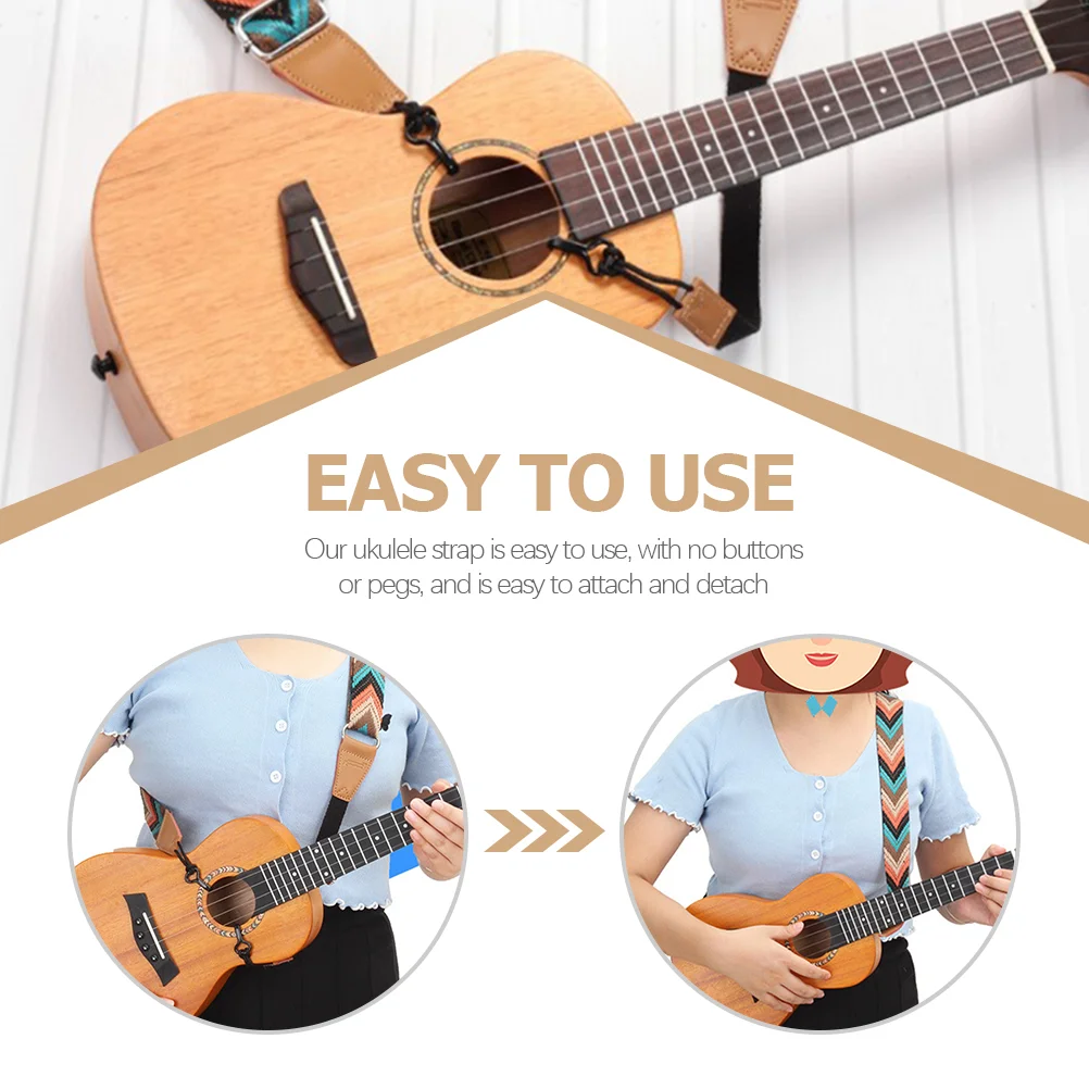 Ukulele Shoulder Strap No Drill Guitar Adjustable Belt Instrument Accessories Leopard