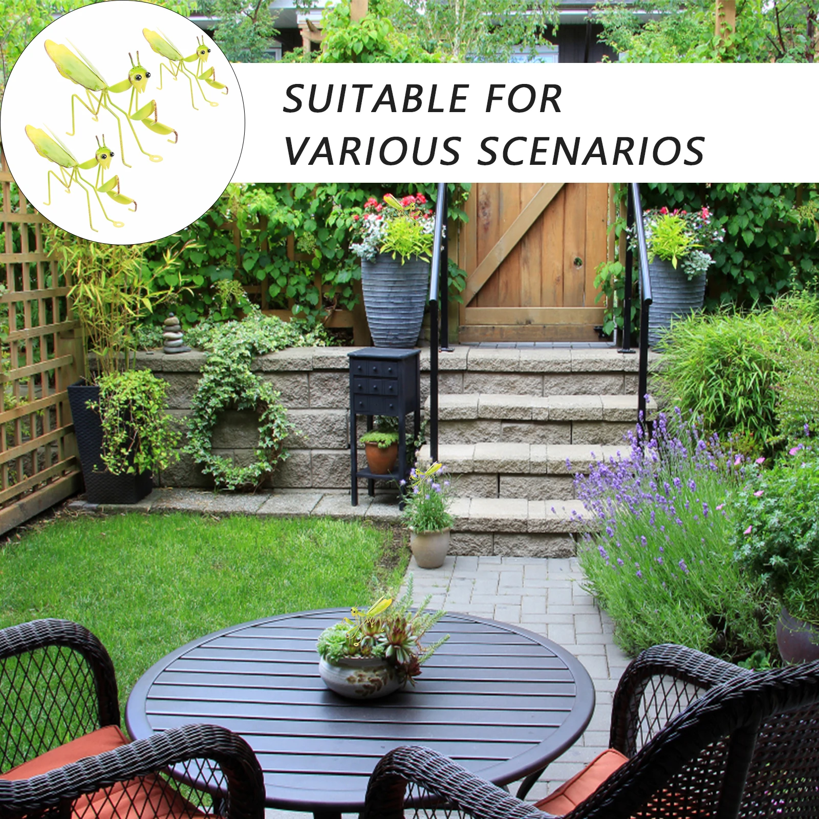 

3 pcs Mantis-Shaped Iron Wall Decor Sculpture For Outdoor Indoor Wall Hanging Yard Lawn Adornment Metal Animal Patio