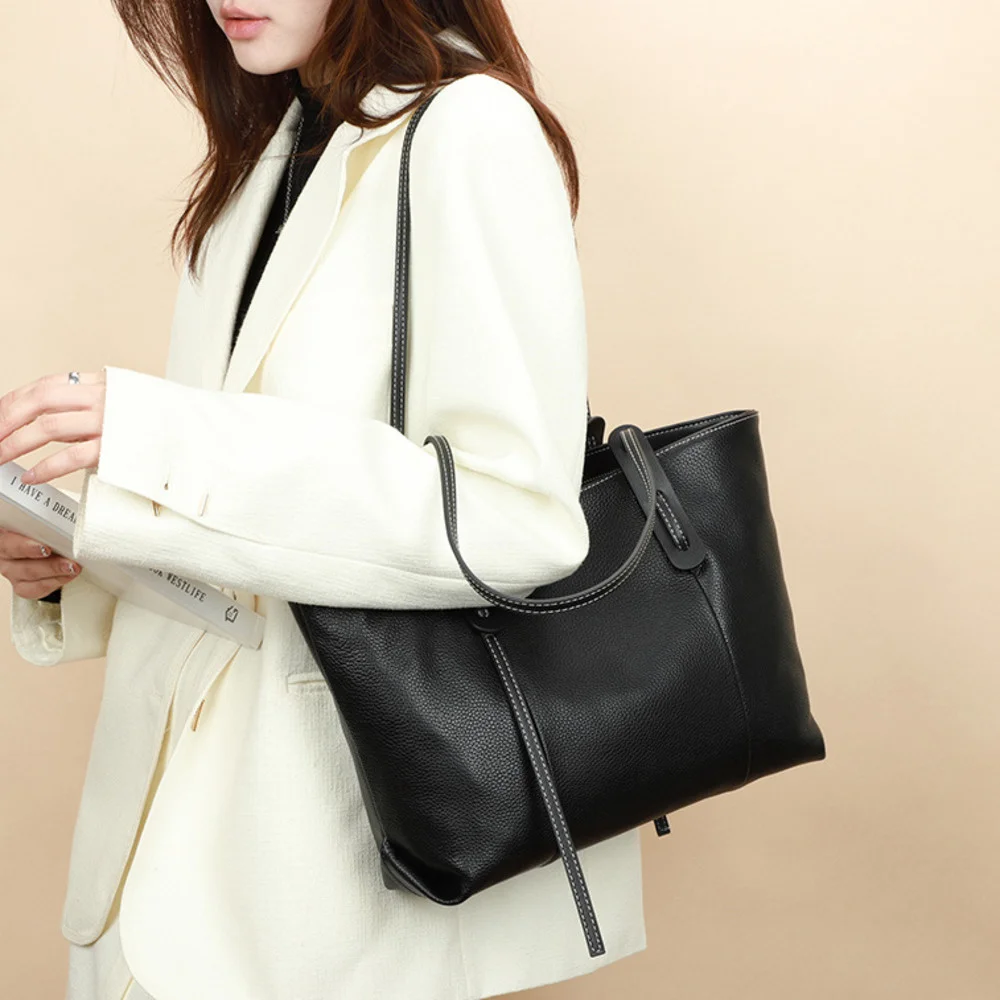 

Genuine Leather Women's luxury designer High Capacity Tote Bag 2024 New Fashion Shoulder Bag Top Layer Cowhide Handheld Big Sale