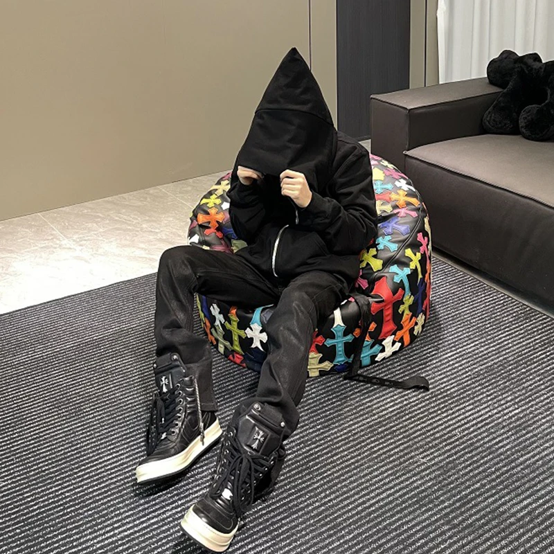 

Европейская и американская уличная куртка с капюшоном и поклонным воротником на молнии, одежда Y2K, мужская однотонная куртка в стиле панк-рок в стиле хип-хоп, топ