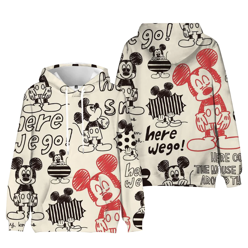 Autumn Mickey Mouse Print Hoodies Women Streetwear Polyester Long Sleeve Female Sweatshirt Loose Ladies Clothes