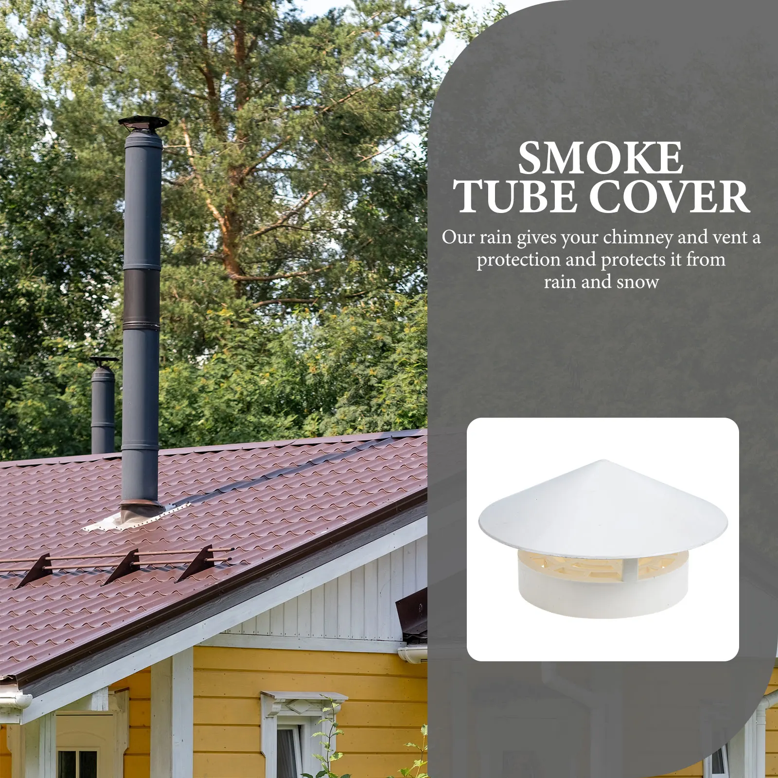 

PVC Durable Roof Vent Caps Chimney Cover White Rainproof Protector Pipe Exhaust Tube Windproof Snowproof Easy Install