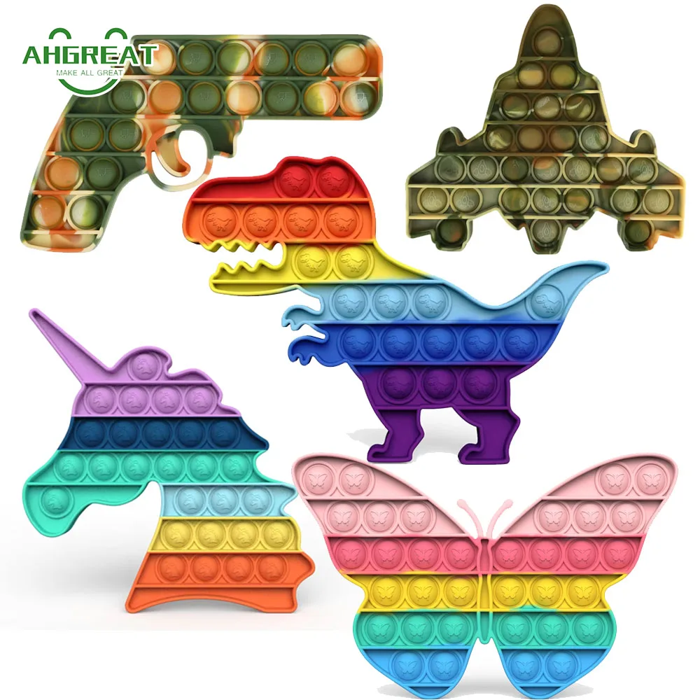 

Kids Pops Bubble Dinosaur Gun Fidget Toys Popper Autism Boys Stress Reliever Toys for Kids Simple Dimple Game Toys New Year Gift