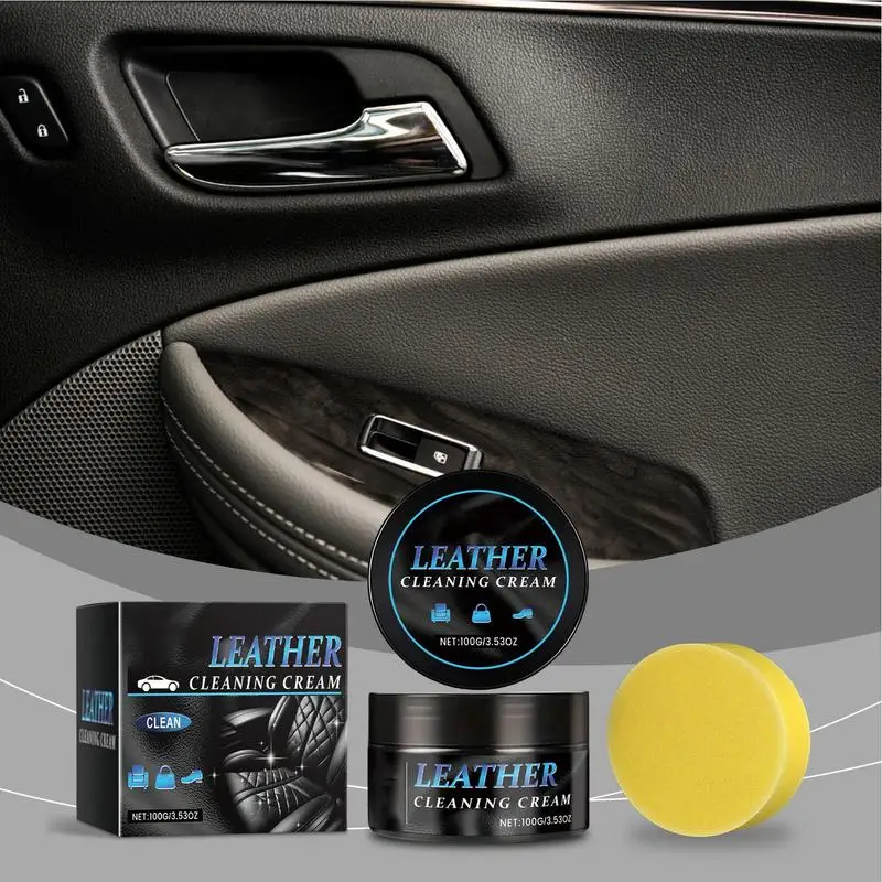 Leather Cleaner For Car Interior Shoes Handbags Polish Repair Cream 100g Car Leather Seats Refurbishing Conditioner With Sponge