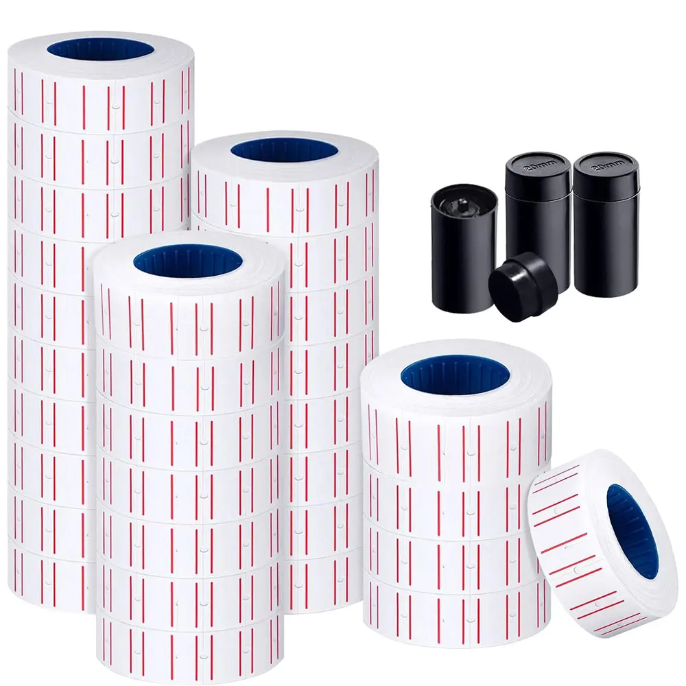 30 Rolls 15000pcs White Price Gun Labels for Mx-5500 Labeller White Pricemarker Stickers Plus 3 Piece Refill Ink Rolls。