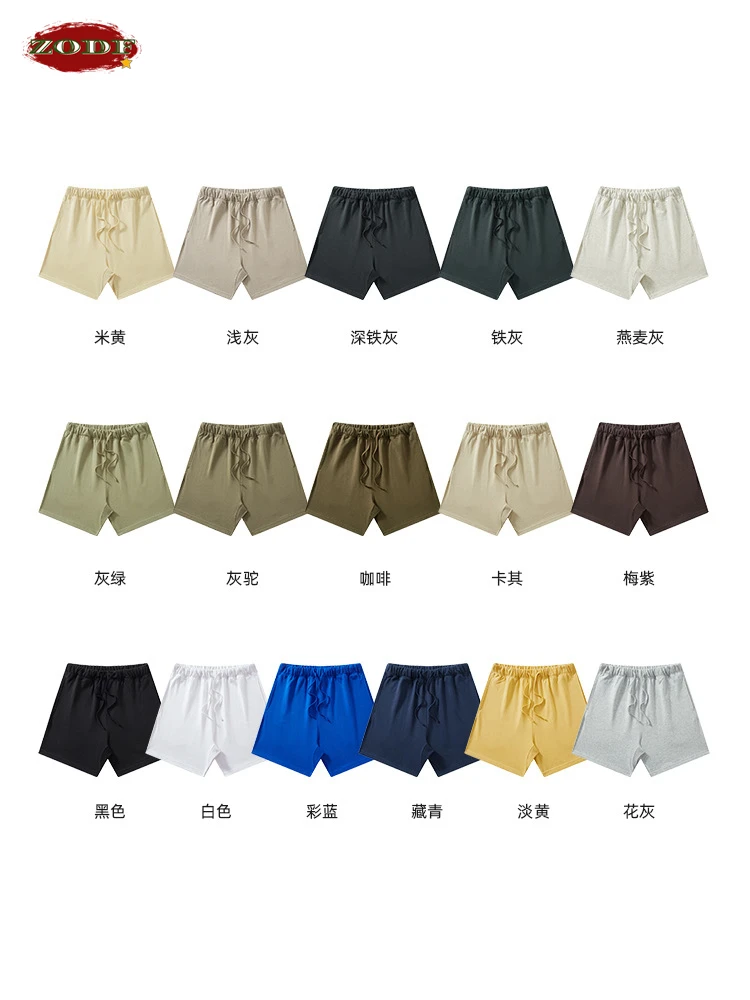 ZODF Solid 2024 Summer 400gsm Cotton Shorts For Men Women Unisex Loose Comfortable Short Pants Brand Bottoms HY0783