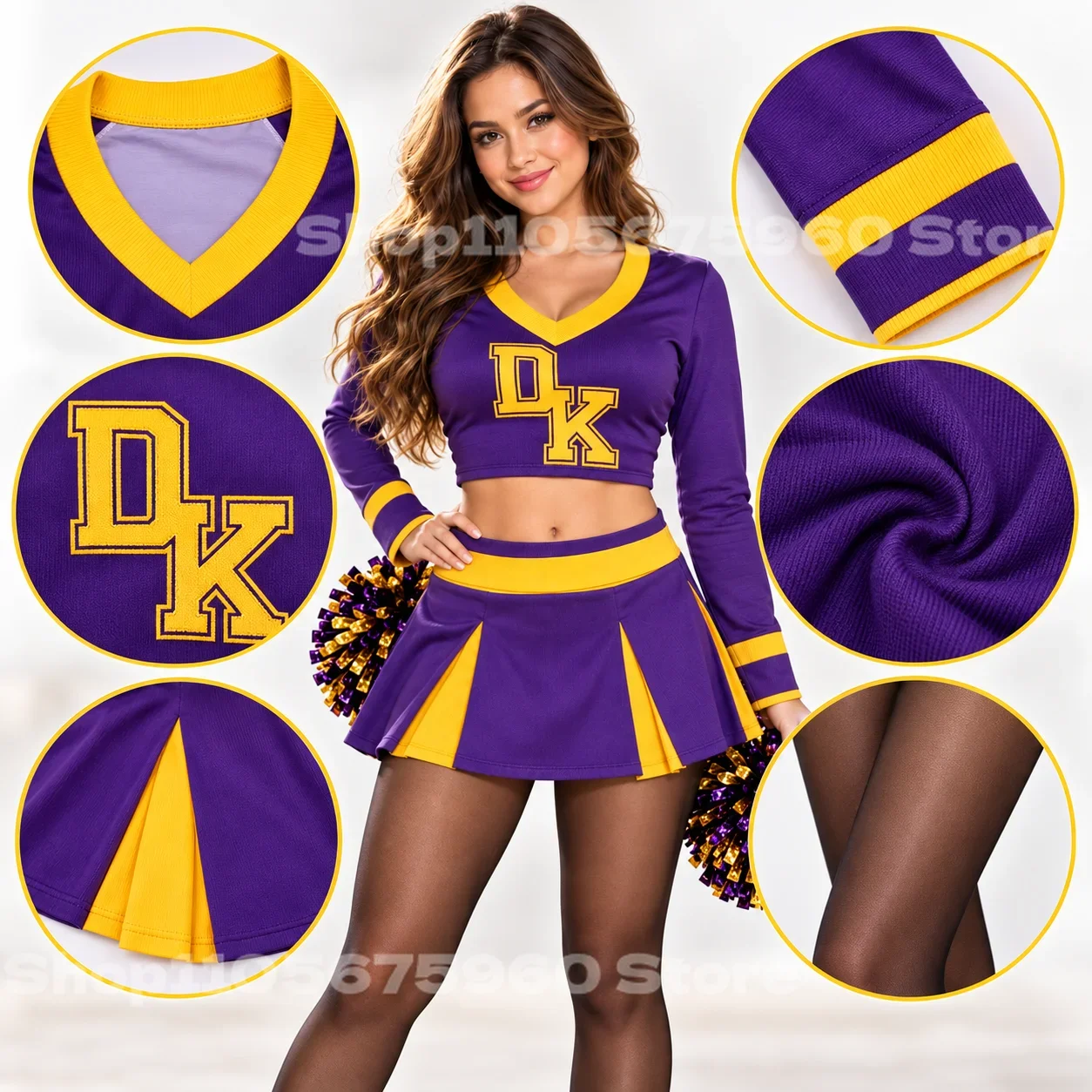 New Women Cheerleader Cosplay Costume Purple Crop Pleated Skirt Megan Fox Jennifer’s Body Uniform Halloween Party Stage Outfit
