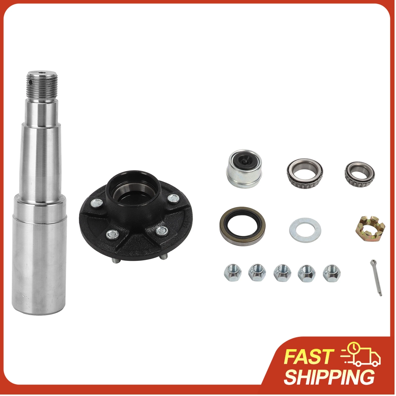 

Комплект оси прицепа 3500 фунтов, 5 креплений, шпиндель 25-35 мм для грузового/лодочного прицепа, полный набор из 14 предметов, простая установка