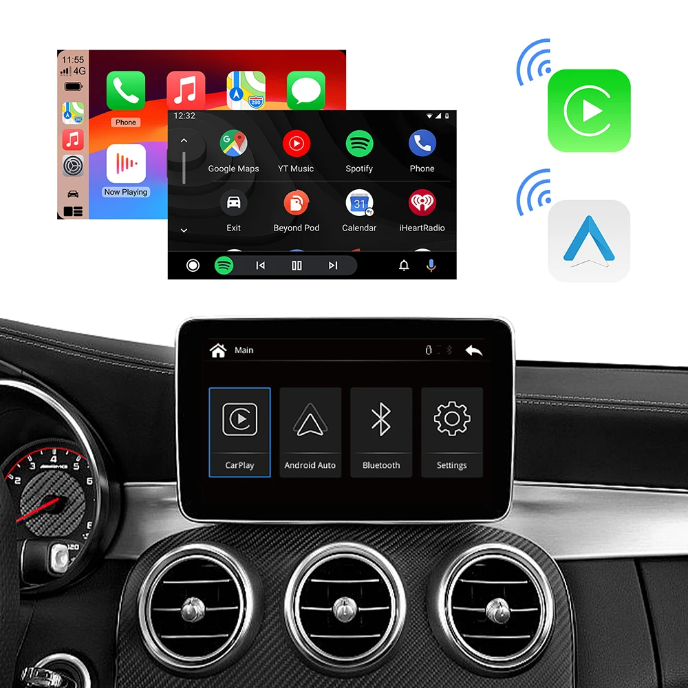 Беспроводной Carplay, подходит для Mercedes Benz A B C E CLA GLA GLK ML Sprinter NTG4.5 Becker модуль Android, Автоматическая навигация