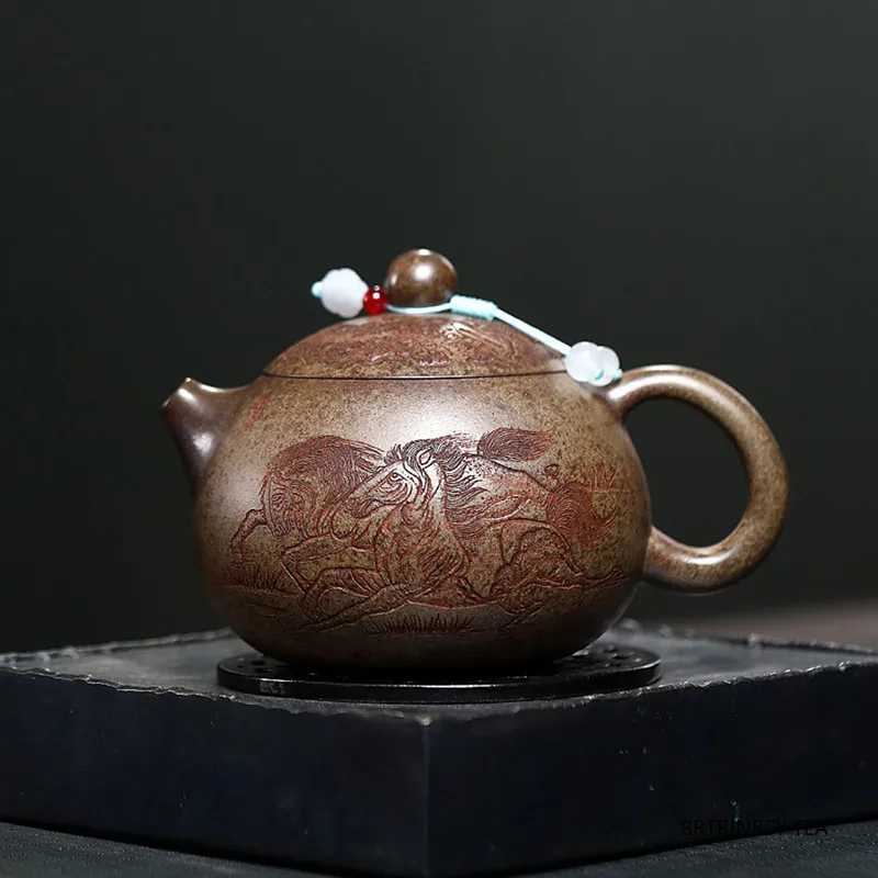Chinese Yixing Purple Clay Teapot Beauty Tea Infuser Kettle Handmade Xishi Tea Pot Household Zisha Tea Set Teaware 300ml