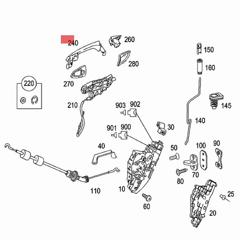 A2217601070 Right Outside Door Handle For Mercedes Benz S-CLASS W221 S300 S350L S500 S600 S600 2006-2013 Exterior Puller Parts