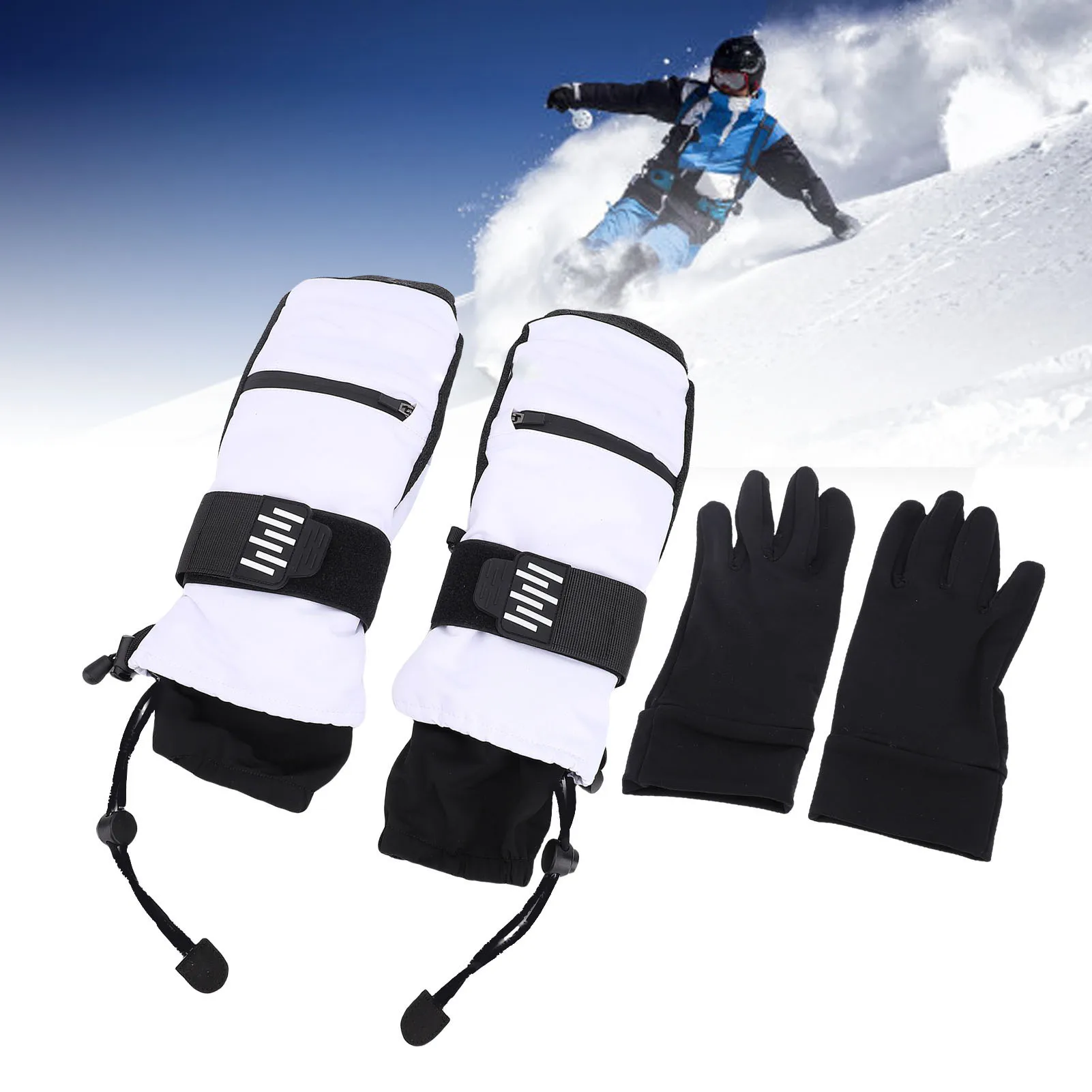 

Anti Slip Snow Mitts Abrasion Proof Ski Snow Gloves Shock Absorbing Padding Wrist Guards Adjustable Anti Loss for Outdoor Work