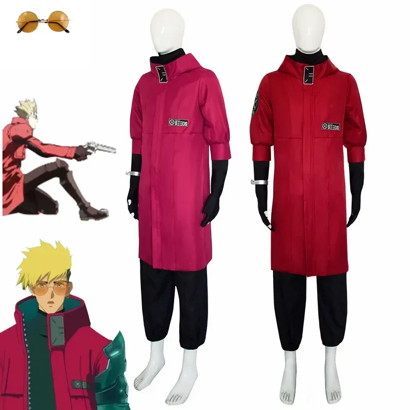 New Anime Trigun Vash The Stampede Cosplay Costume Red Coat Pants Fantasia Halloween Party Clothes Attire Full Set Uniform