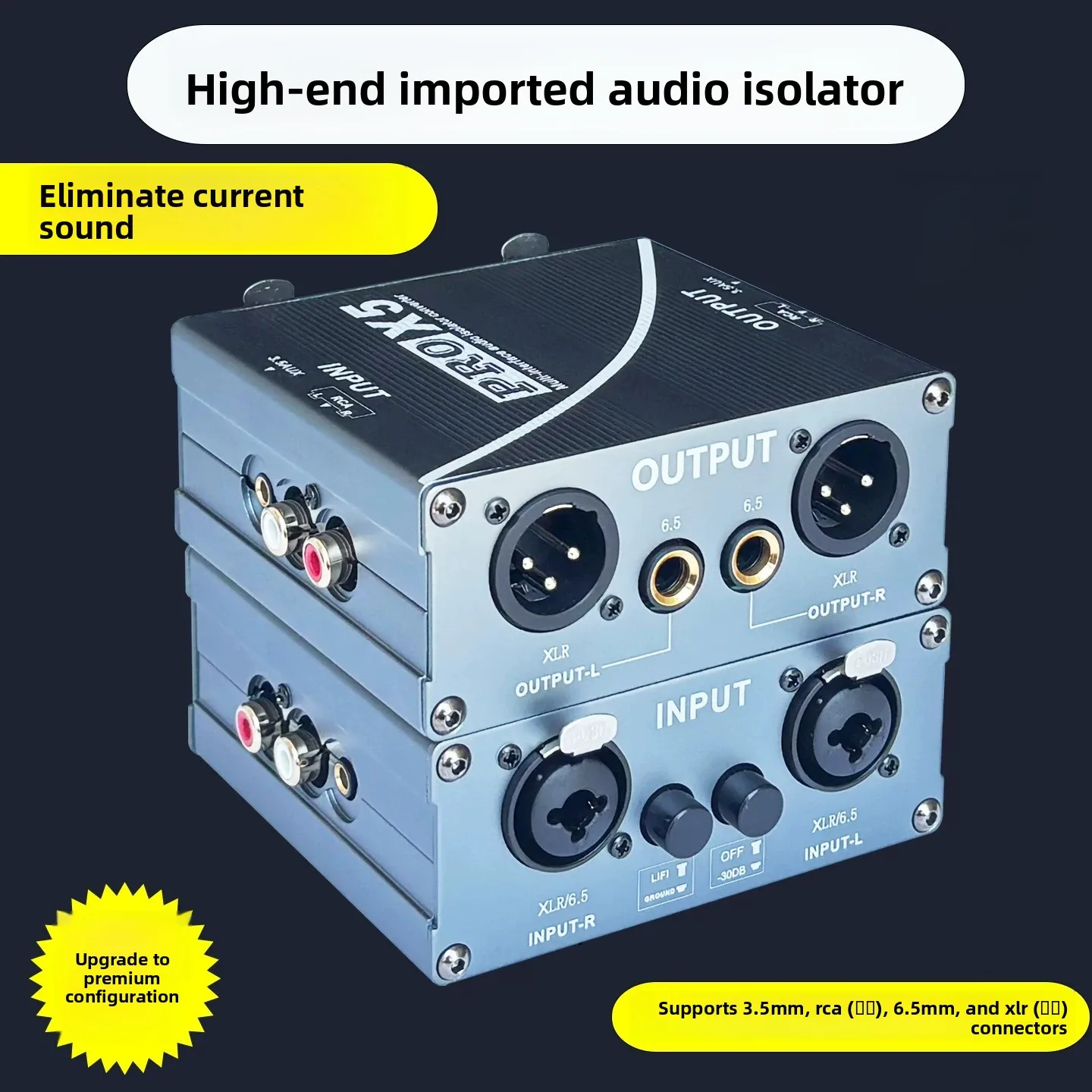 Professional Audio Isolation Transformer Eliminate Ground Loop Noise XLR RCA 6.35mm for Studio