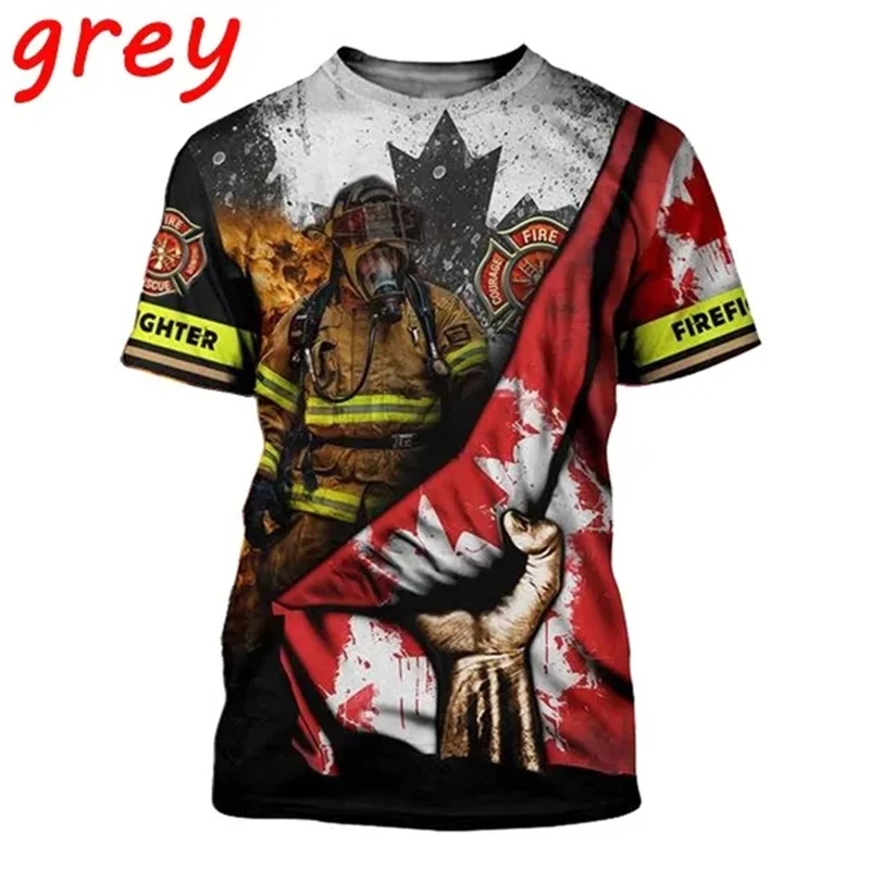 

Men Summert T Shirt Firefighter Printed 3D All Over Print T Shirt Cosplay Costume Short Sleeve O Neck Casual Top Tees Oversized