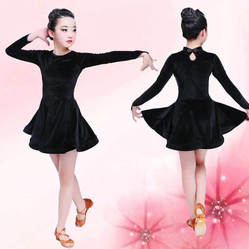 Children's Latin dance costumes, children's long sleeved competition costumes, new dance performance costumes for women