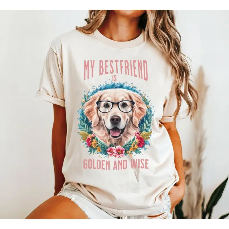 

Cute Floral Golden Retriever With Glassess T Shirt Comfort Colors
