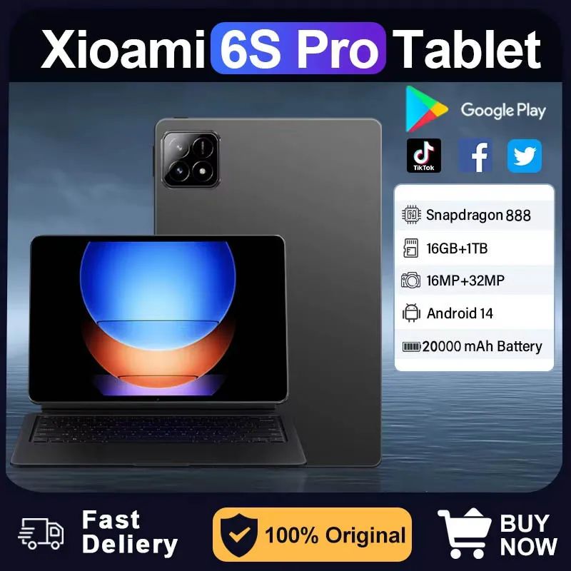 

Original Version Xioami Pad 6S Pro Global Tablette PC Android 14 16GB+1TB Snapdragon 888 14G/5G 11 inch WIFI HD 4K Mi Tab