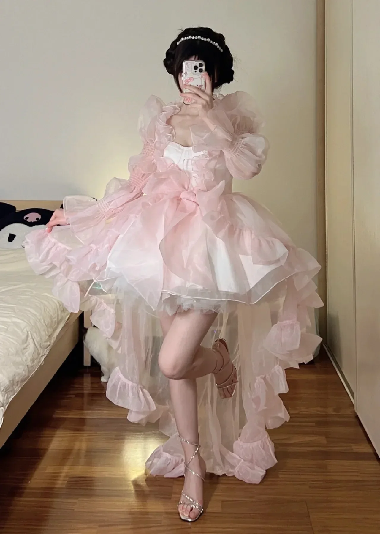 Lolita Sweet Girl Fairy Tube Top Sling Dress with Long Cardigan Birthday Princess Dress 2025 French Style Flower Wedding Dress