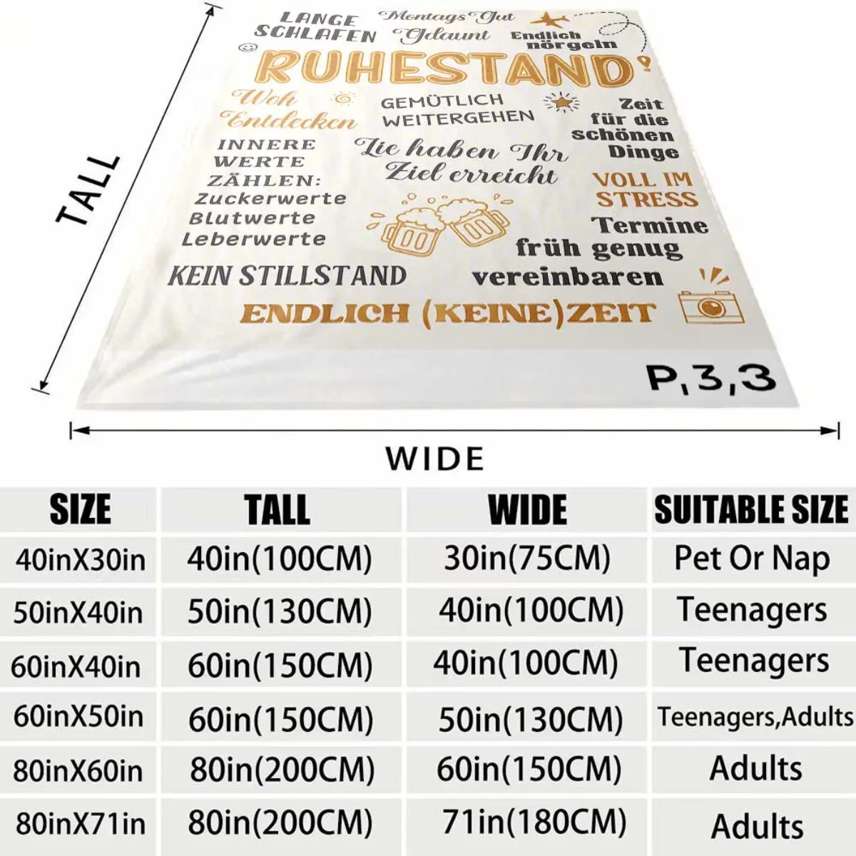 2026 Latest Flannel Blanket | Retirement-Themed with Humorous German Phrases, UltraSoft, Lightweight & Durable, Machine Washable