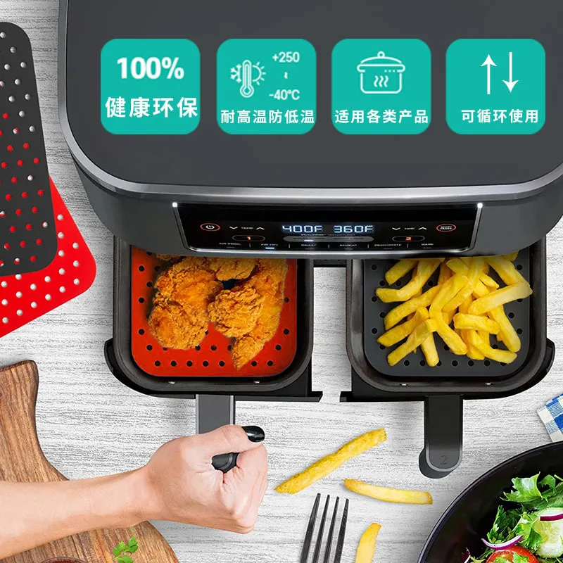 Air Fryer Non-stick Silicone Pad Heat Insulation Pad Baking Mat Kitchen Utensils Accessories Table Mat Red Black