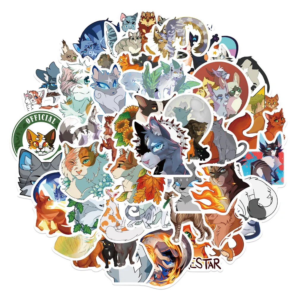 10/52pcs Cartoon Warriors Cats Stickers For Car Laptop Waterproof Decal Graffiti Sticker for Kids Toys Gifts 2023