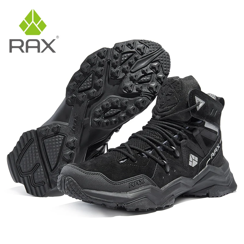 RAX Waterproof Hiking Shoes Men\'s Sports Sneakers Waterproof Trekking Boots Genuine Leather Hunting Boots Anti-slip Boots Men